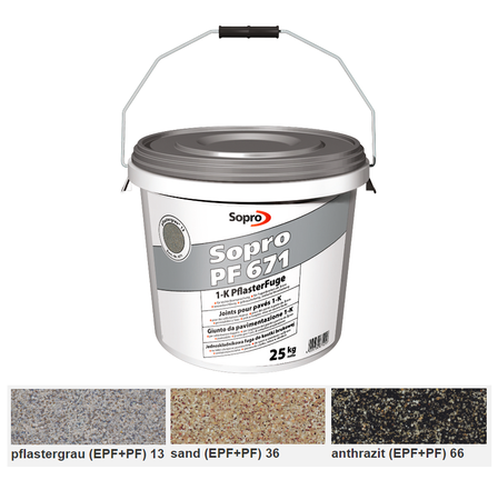 3,98€/KG Sopro PF 672 PflasterFuge 1K Fugen Mörtel 25 KG Anthrazit 66 
