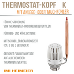 Heimeier Thermostat-Kopf K 2m mit Anlegefühler 40-70°C Boiler 6602-00.500 weiß 