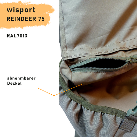 WISPORT RUCKSACK REINDEER 75 RAL-7013 FAS PLUS Ergonomic, MOLLE, 2300 g, 75 L