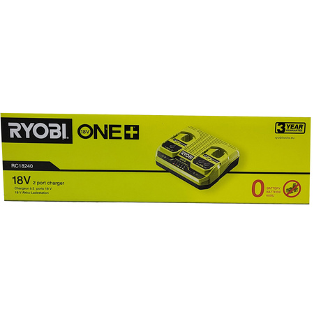 Ryobi RC18240 - 18V ONE+ Doppel-Ladegerät (ohne Akkus), schnell & kompakt