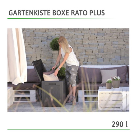 Gartenkiste Boxe Rato Plus Anthrazit Kunststoff mit Deckel 2 Farben 290 L NEU