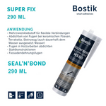 12xBOSTIK Seal'N'Bond Montagekleber Klebstoff Dichtmasse Kartusche 290ml schwarz