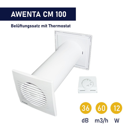 Awenta COSY CM100 Lüfter Lüftungsgitter wand ventilator 4in1 + Thermostat  NEU