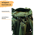 WISPORT RUCKSACK RACCOON 45 OLIVEGRÜN FAS PLUS Ergonomic, MOLLE, 2500 g, 45 L