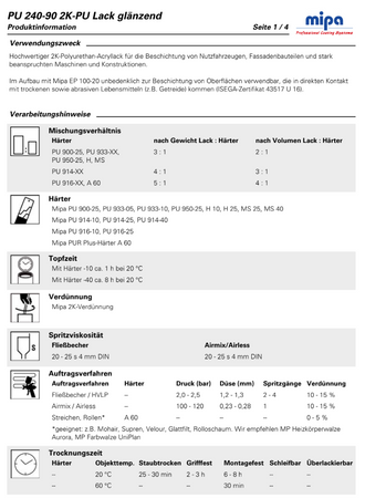 MIPA PU 240-05 2K Acryllack RAL9005 Tiefschwarz Lack Fassaden Maschinen 