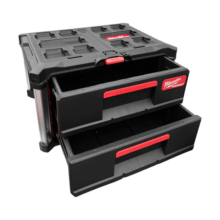 MILWAUKEE PACKOUT Koffer mit 2 Schubladen Metalverstärkungen verstellbare Fächer