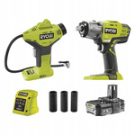 Ryobi Set Schlagschrauber R18IW3-0 + Kompressor R18PI + Akku 1,5 Ah