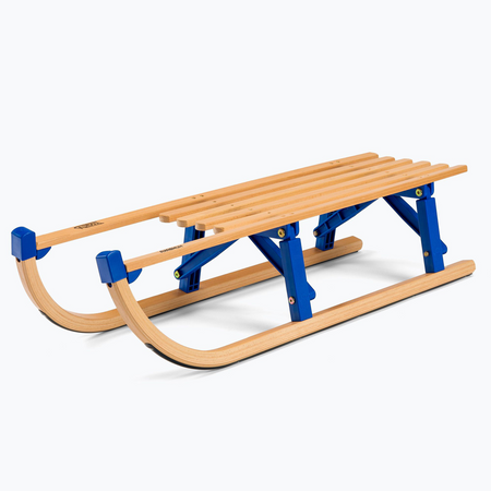 Rodel Holz Schlitten Winter Holzschlitten Klapprodel Klappschlitten TÜV/GS Blau 100 cm