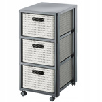 Rotho Country Rollcontainer 3 Schubladen Rattan-Optik Aufbewahrungs Cappuccino