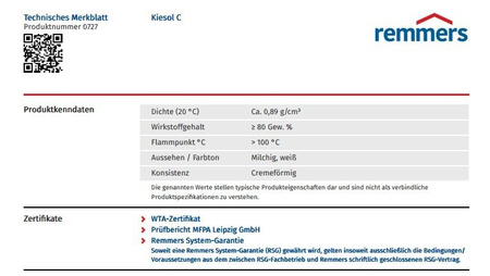 Remmers KIESOL C Injektionscreme Trockene Wand Abdichtung Horizontalsperre 550ML