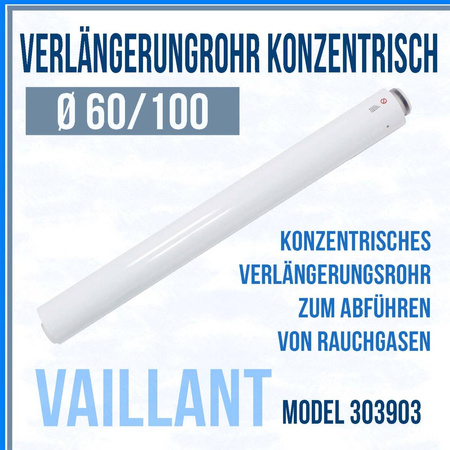 VAILLANT Verlängerungrohr konzentrisch Ø 60/100 mm Abgaskamin PP 303903 1m