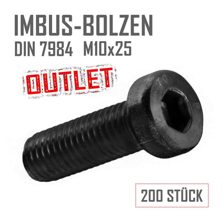 OUTLET Zylinderschrauben Innensechskant niedriger Kopf M10x25 SET 200 ST