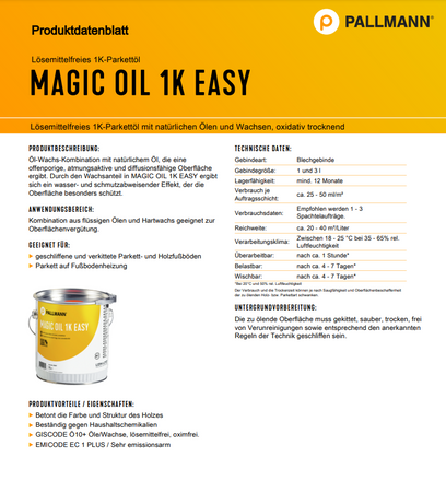 Pallmann Magic Oil 1K Easy Parkett und Holzfußböden Fußbodenheizung Öl-Wachs 3 L