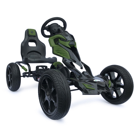 Tret-Gokart Scout khaki – für Kinder 5–12 J., EVA-Räder, Handbremse