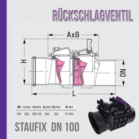 KESSEL Staufix 73100 Rückschlagventil DN 100 ANTI FLUT VENTIL 2 Absperrklappen