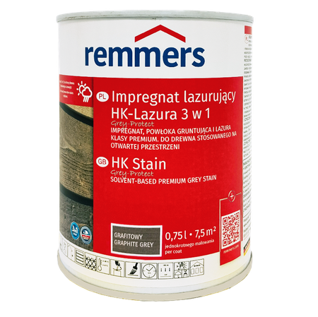 Remmers HK-Lasur Grey Protect 0,75 L Graphitgrau – 3in1 Holzschutzmittel