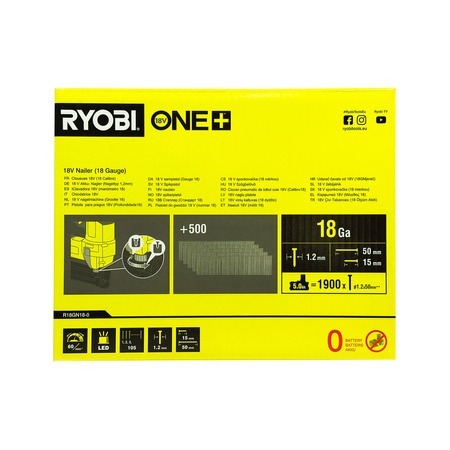Ryobi R18GN18-0 Stiftnagler 18V 18G für Feinarbeiten und Montage (ohne Akku)