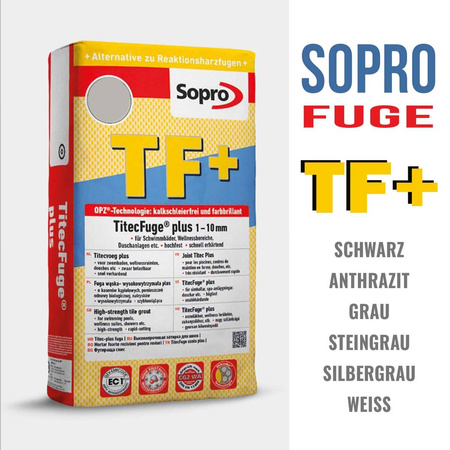 SOPRO TF+ TitecFuge Plus Fugenmörtel Mörtel 15 KG Schwarz 90