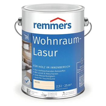 Remmers Wohnraum-Lasur 2,5 L weiß wasserbasierte Holzlasur innen für Möbel Böden