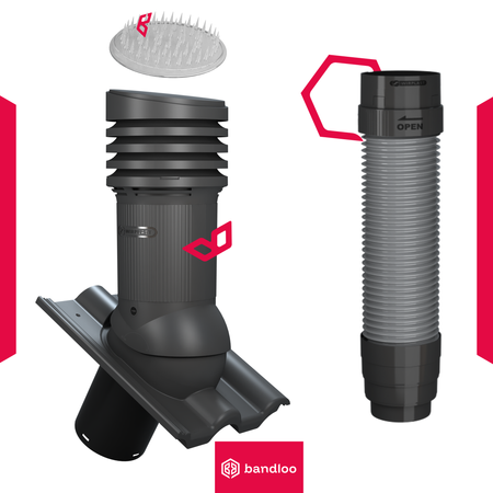 BANDLOO Lüftungskamin-Set mit Ruroflex KLIK DN150 und Vogelabwehrstacheln 150 mm