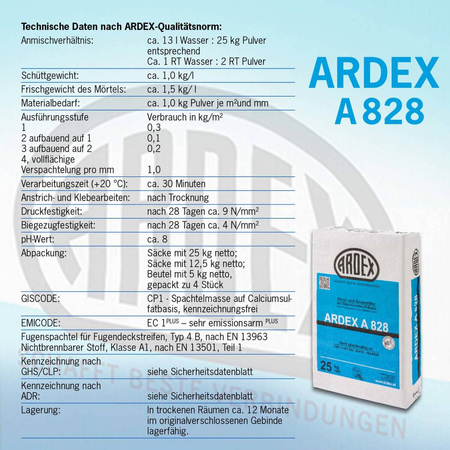 OUTLET ARDEX A 828  Wandspachtel Wand-Füller Spachtelmasse 25 KG 