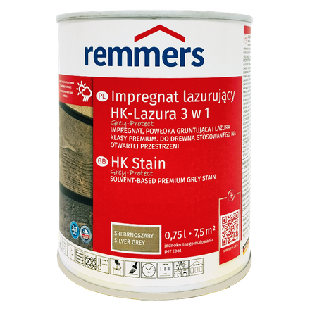 Remmers HK-Lasur Grey Protect 0,75 L Silbergrau – 3in1 Holzschutzmittel