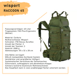 WISPORT RUCKSACK RACCOON 45 OLIVEGRÜN FAS PLUS Ergonomic, MOLLE, 2500 g, 45 L