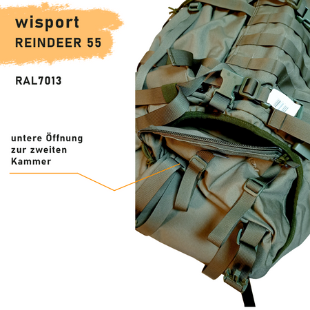 WISPORT RUCKSACK REINDEER 55 RAL - 7013  FAS PLUS Ergonomic, MOLLE, 2050 g, 55 L
