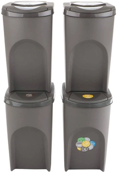 Sortibox Mülleimer Mülltrennsystem Abfalleimer Behälter 4x35L Steingrau