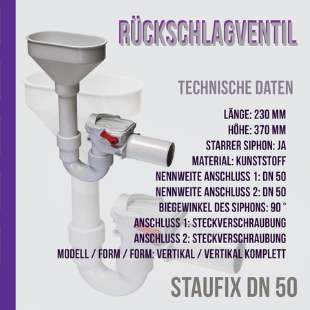 Staufix Siphon DN 50 Kondensat Zweiwege Rückschlagventil DN 50 ANTI SLIP VENTIL