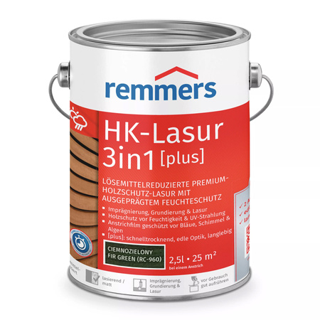 REMMERS HK-LASUR 3in1 PLUS Holzschutzlasur außen 2,5 L – Dunkelgrün