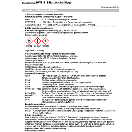 Remmers HWS-112-Hartwachs-Siegel Strapazierfähige 1K-Versiegelung 1L Farblos 