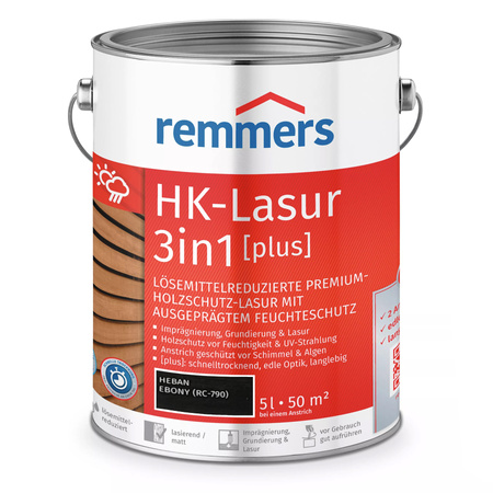 REMMERS HK-LASUR 3in1 PLUS Holzschutzlasur außen 5 L – Ebenholz