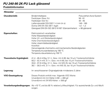 MIPA PU 240-05 2K Acryllack RAL9010 Reinweiß Lack Fassaden Maschinen seidenmatt