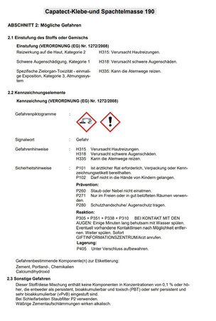 CAPAROL Capatect 190 Klebe und Spachtelmasse Putzmörtel 25 KG Grau