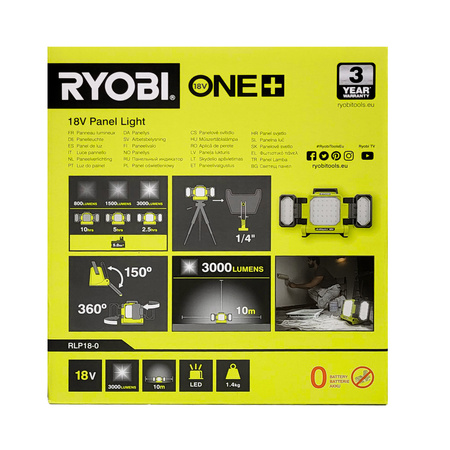 Ryobi RLP18-0 LED-Panel-Arbeitsleuchte 18 V ONE+ (ohne Akku)