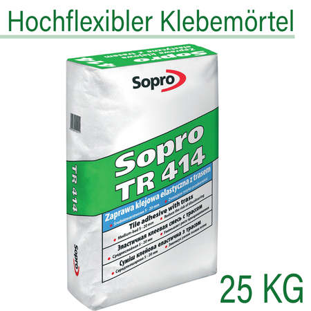 SOPRO TR 414 MittelBettmörtel Trasshaltig Flex Fliesen Mörtel 5-20 mm 25 KG