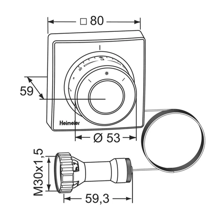 IMI Heimeier Thermostat-Kopf F weiß Ferneinsteller Kapillarrohr 2 m 2802-00.500