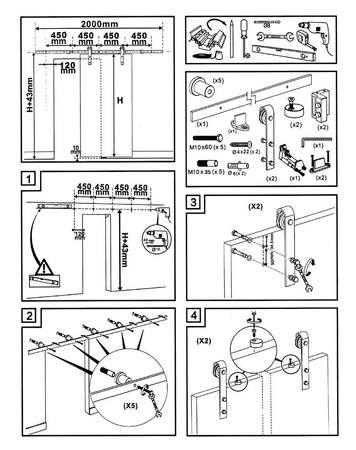 Robust Schiebetürsystem Schiebetürbeschlag Laufschiene Holz Barn Door Hufeisen