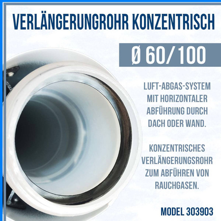 VAILLANT Verlängerungrohr konzentrisch Ø 60/100 mm Abgaskamin PP 303903 1m