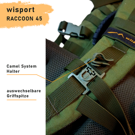 WISPORT RUCKSACK RACCOON 45 OLIVEGRÜN FAS PLUS Ergonomic, MOLLE, 2500 g, 45 L