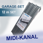 Entwässerungsrinne MIDI-KANAL GARAGE-SET Komplett  12m KIT DAKOTA GUNNEX