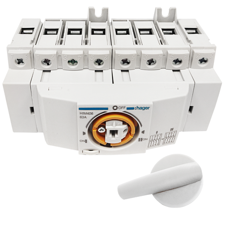 OUTLET Hager HIM406 Lastumschalter für Hutschiene Montageplatte 4 polig 63A