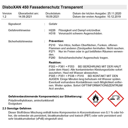 CAPAROL Disboxan 450 Fassadenschutz Imprägnierung Hydrophobierung Fassaden  1 L