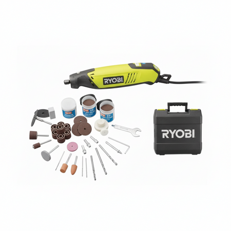 Ryobi EHT150V Geradschleifer 150 W mit 115-teiligem Zubehörset