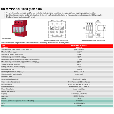 DEHNguard modular DG M YPV SCI 1000 952510 DEHN Schutzlösungen Überspannungsschutz 