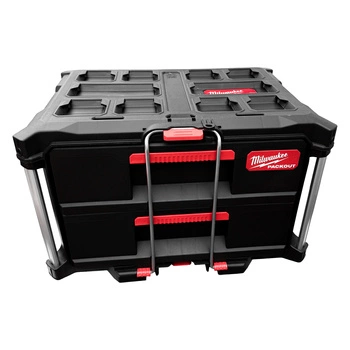 MILWAUKEE PACKOUT Koffer mit 2 Schubladen Metalverstärkungen verstellbare Fächer