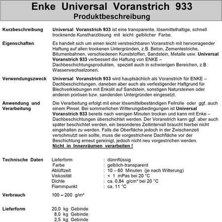 Enke Primer VA 933 - Universal Voranstrich 933 Gelblich-transparent 2,5 kg