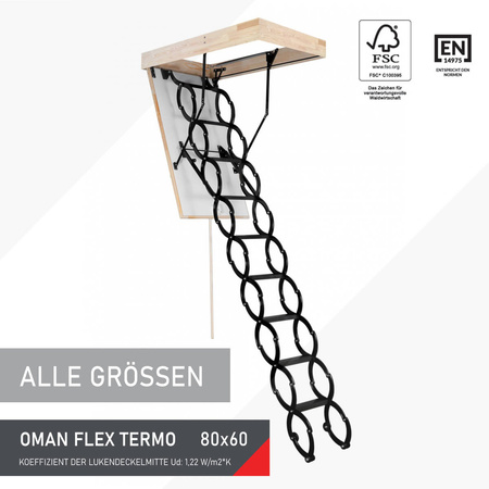 OMAN FLEX TERMO Bodentreppe mit einer Dichtung Scherenleiter robust 80 x 60