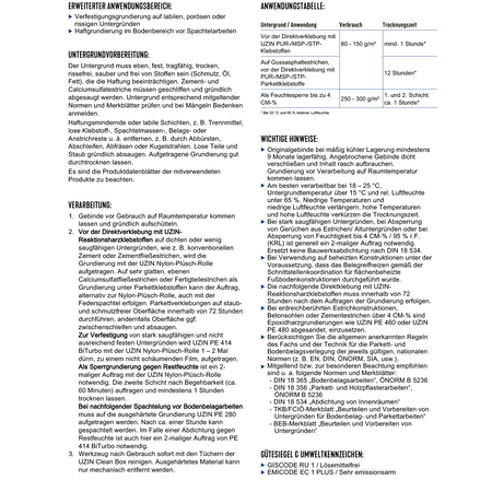UZIN PE 414 BiTurbo 1-K PUR-Schnellgrundierung zur Parkettverlegung 12 kg NEU